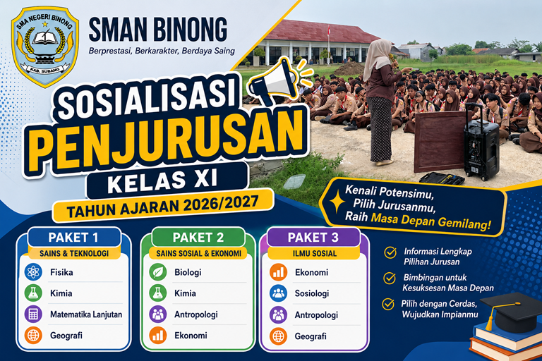SMAN Binong Gelar Sosialisasi Penjurusan Kelas XI Tahun Ajaran 2026/2027, Persiapkan Siswa Pilih Paket Mata Pelajaran Sesuai Minat