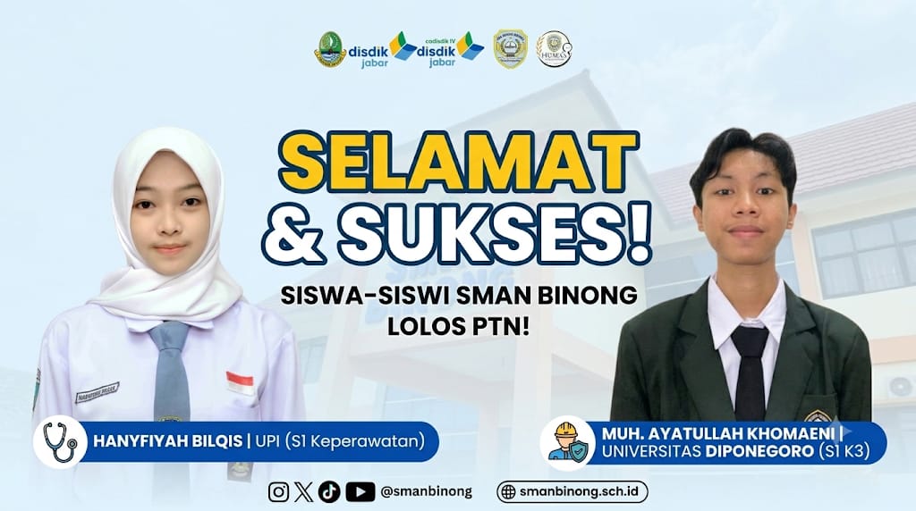 Kebanggaan SMAN Binong: Hanyfiyah Bilqis dan Muh. Ayatullah Khomaeni Berhasil Lolos PTN Impian